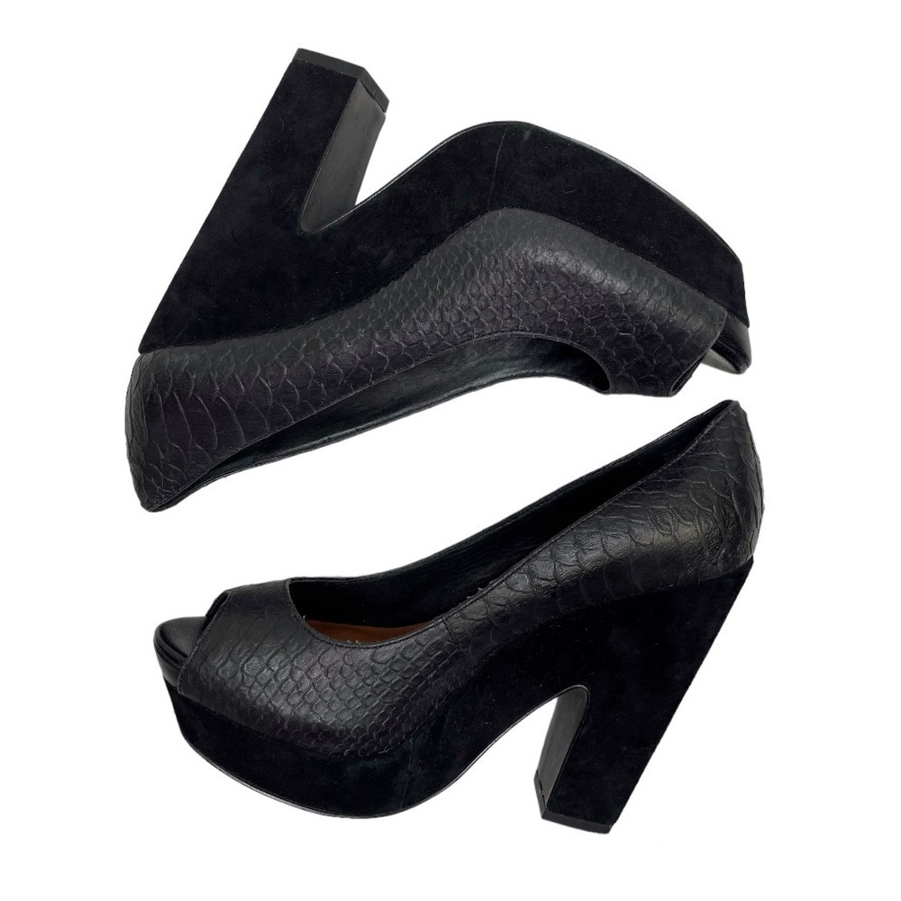 STEVEN BY STEVE MADDEN Noizey Leather Peep Toe Chunky Heels size 9 - Picture 1 of 10